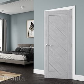 Deanta Torino Diagonal Panel Pre-Finished Light Grey Ash Internal Door