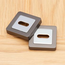 Deanta Square Rose Keyhole Escutcheons - Pair (Chrome/Matt Satin Black)