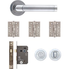 Deanta Augustus Matt Polished Chrome Bathroom Door Handle Kit
