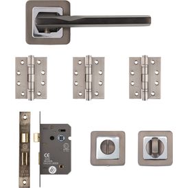 Deanta Hadrian Matt Satin Black Bathroom Door Handle Kit