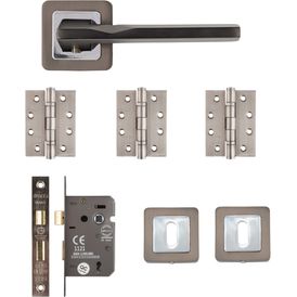 Deanta Hadrian Matt Satin Black Mortice Door Handle Kit