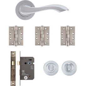 Deanta Veritas Polished Chrome Bathroom Door Handle Kit