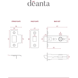 Deanta Satin Nickel Fire Rated Tubular Latch alternative