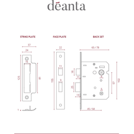 Deanta Satin Nickel 3 Lever Bathroom Lock alternative