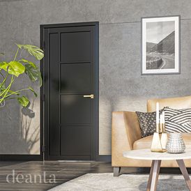 Deanta Brixton Modern 5 Panel Pre-Finished Black Internal Door alternative