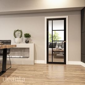 Deanta Brixton Modern Pre-Finished Black 5 Light Glazed Internal Door alternative