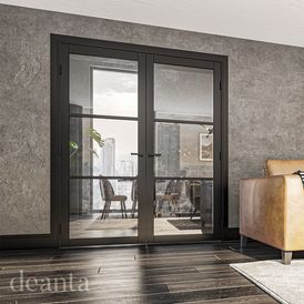 Deanta Camden Pre-Finished Black Clear Glazed Internal Door alternative