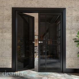 Deanta Dalston Pre-Finished Black 5 Light Tinted Glazed Internal Door alternative
