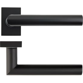 Deanta Ares Matt Black Urban Door Handle on Rectangle Rose