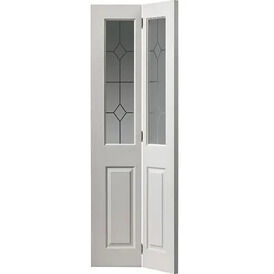 JB Kind Canterbury Grained White Primed Glazed Bi-fold Door