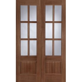 Mendes Ext Hardwood Hampstead With Clear Double Glass Unfinished - 1981mm x 1220mm x 44mm (78 x 48 inch)