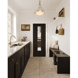 LPD Linear 7 Panel Pre-Finished Black Laminate Glazed Internal Door alternative