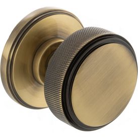Millhouse Brass Harrison Solid Brass Knurled Mortice Door Knob on Concealed Fix Rose