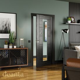 Deanta Seville Brushed Black Oak Glazed Internal Door alternative