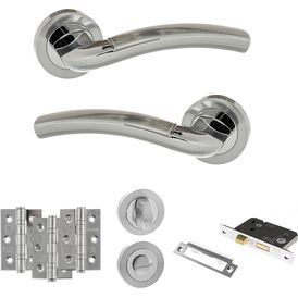 Eco Crest Door Handle Pack - Bathroom Set (Satin Chrome/Polished Chrome) alternative