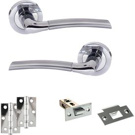 Eco Swell Door Handle Pack - Latch Set (Satin Chrome/Polished Chrome)