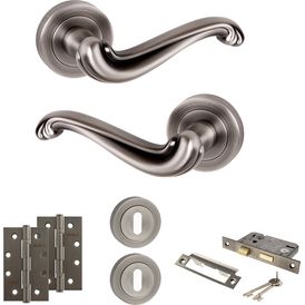 Old English Colchester Door Handle Pack - 3 Lever Lock Set alternative