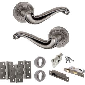 Old English Colchester Door Handle Pack - Euro Lock Set