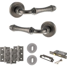Old English Durham Door Handle Pack - 3 Lever Lock Set