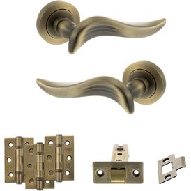 Old English Oxford Door Handle Pack - Latch Set (Matt Antique Brass) alternative