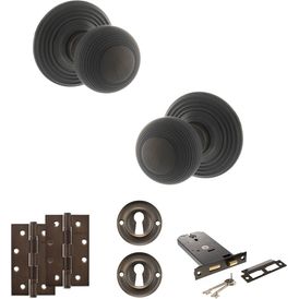 Old English Ripon Door Knob Pack - Lock Set alternative