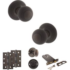 Old English Ripon Door Knob Pack - Lock Set