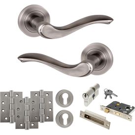 Old English Warwick Door Handle Pack - Euro Lock Set