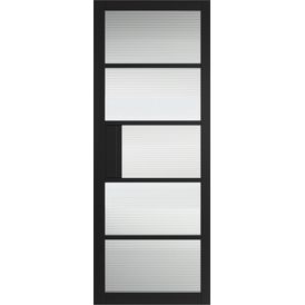 JB Kind Metro Black Painted Reeded Glazed Glass Internal Door