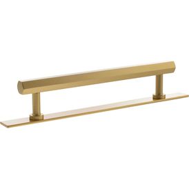 Millhouse Brass Pennington Hexagonal T-Bar Cabinet Pull Handle on Backplate