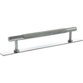 Millhouse Brass Eiffel Knurled T-Bar Cabinet Pull Handle on Backplate