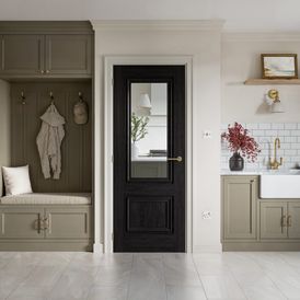 JB Kind Burghley Black Glazed Laminate Internal Door alternative