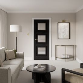 JB Kind Kedleston Black 3 Panel  Glazed Laminate Internal Door alternative