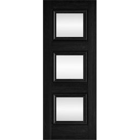 JB Kind Kedleston Black 3 Panel  Glazed Laminate Internal Door
