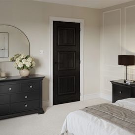 JB Kind Kedleston Black 3 Panel Laminate Internal Fire Door alternative