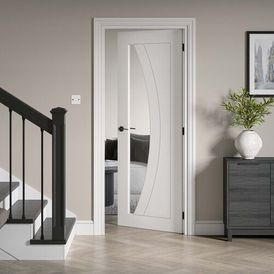 JB Sicily White Primed Clear Glazed Internal Door alternative