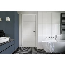 JB Kind Contemporary Moulded Panel White Primed FD30 Fire Door