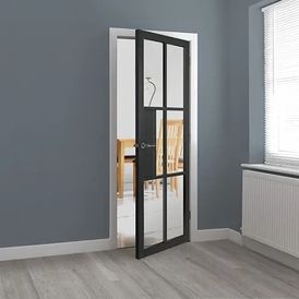 JB Kind Civic Black Urban Industrial 6 Light Glazed Internal Door alternative