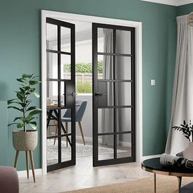 JB Kind Plaza Black Urban Industrial 10 Light Glazed Internal Door alternative