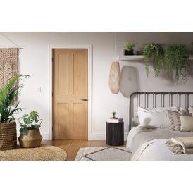 LPD London Traditional Unfinished Oak 4 Panel FD30 Internal Fire Door alternative