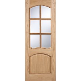 LPD RM2S Riviera Unfinished Oak 6 Light Glazed Internal Door (Raised Edge Mouldings)