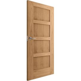LPD Modern Shaker 4 Panel Unfinished Oak FD30 Internal Fire Door alternative