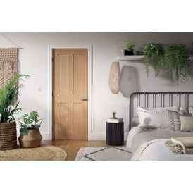 LPD London 4 Panel Pre-Finished Oak FD30 Internal Fire Door alternative