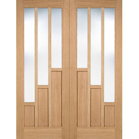 LPD Oak Coventry Prefinished Glazed 3L Pairs Rebated Internal Door