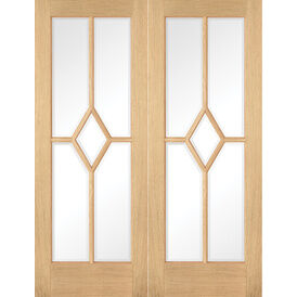 LPD Reims Pre-Finished Oak Glazed Internal Door Pair
