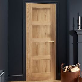 LPD Shaker 4 Panel Pre-Finished Oak FD30 Internal Fire Door alternative
