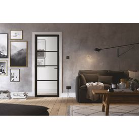 LPD Soho Black Pre-Finished Clear Glazed 4 Light Internal Door alternative