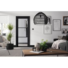 LPD Tribeca Black Pre-Finished 3 Light Clear Glazed Internal Door alternative