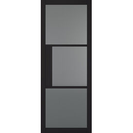 LPD Tribeca 3 Light Tinted Glazed Black Primed Internal Door
