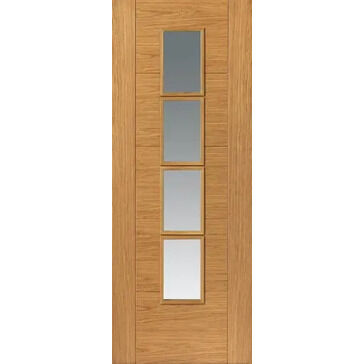 JB Kind 4 Light Bela Real Oak Veneered Internal Door