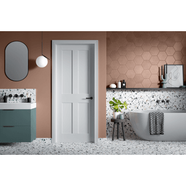 LPD Doors London Primed White 4 Panel FD30 Internal Fire Door alternative